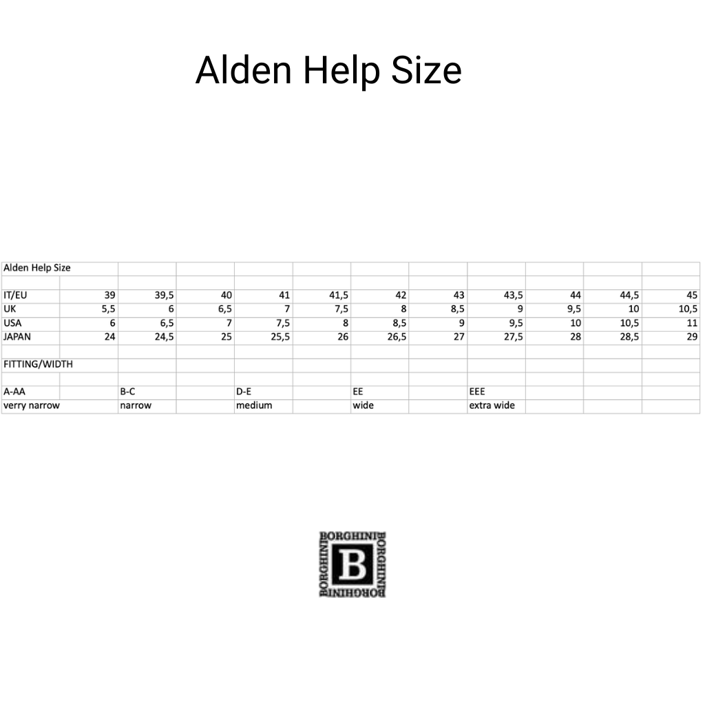 Alden 45 sizing discount