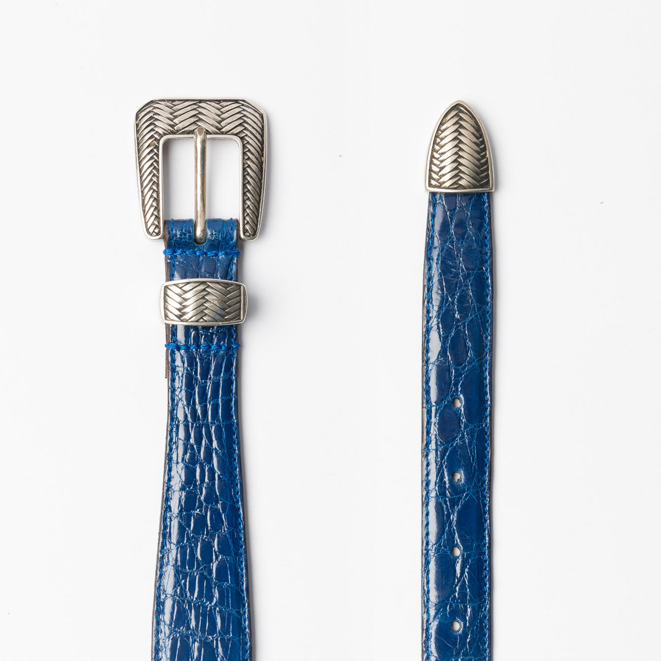 Cintura con puntale Andrea D'Amico ACU2777 in coccodrillo bluette