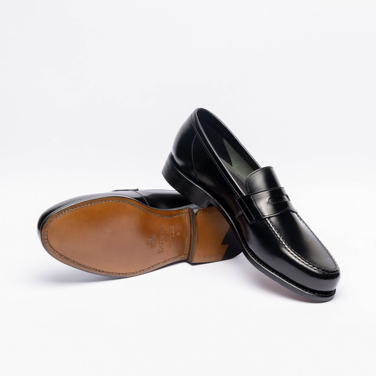 Berwick 5517 penny loafer moccasin in brushed black leather