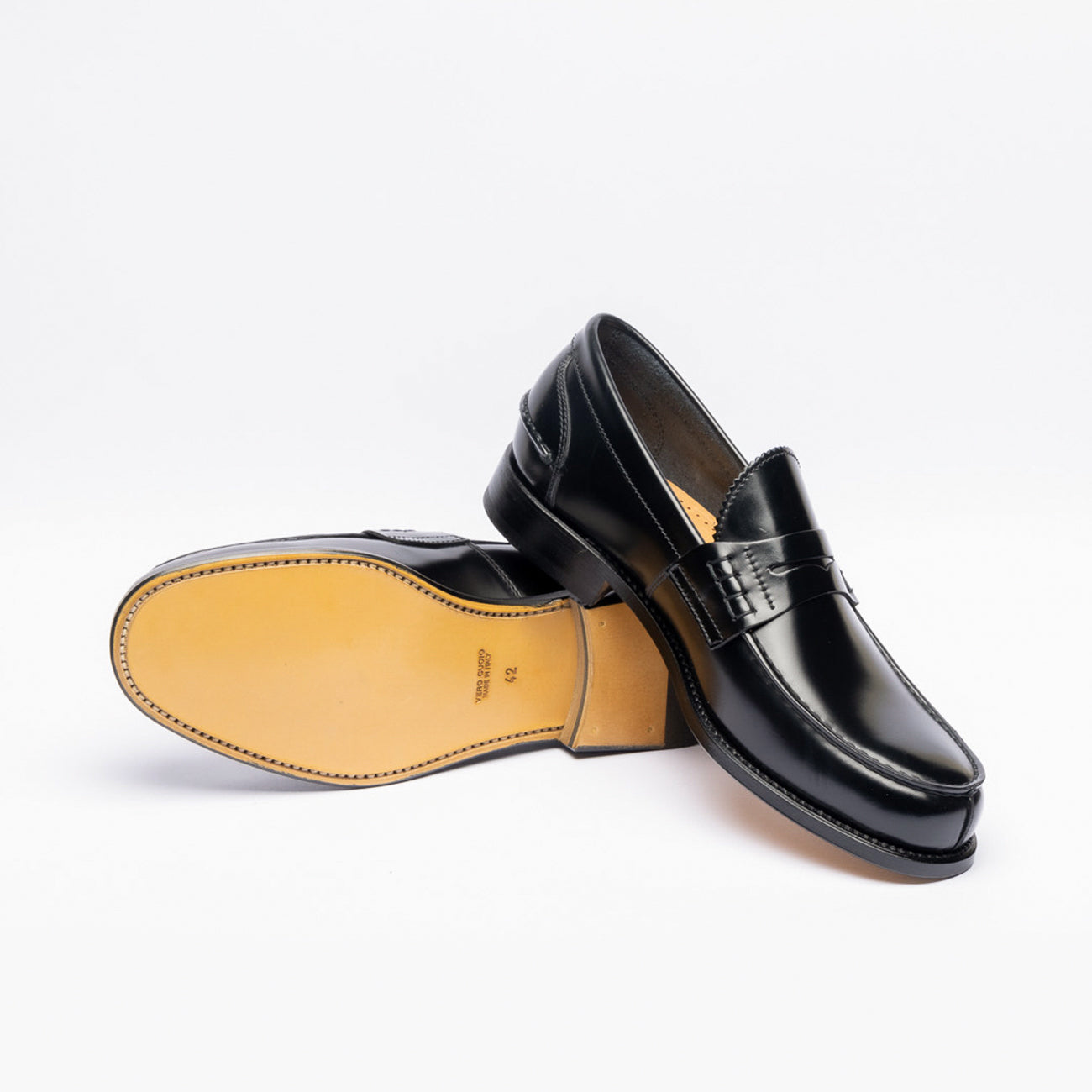 Penny loafer Borghini 750 moccasin in black brushed leather