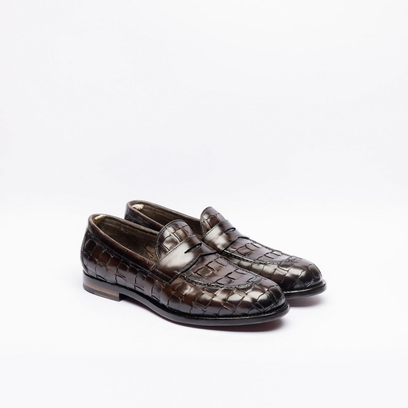 Penny loafer Officine Creative Ivy/016 in brown woven leather