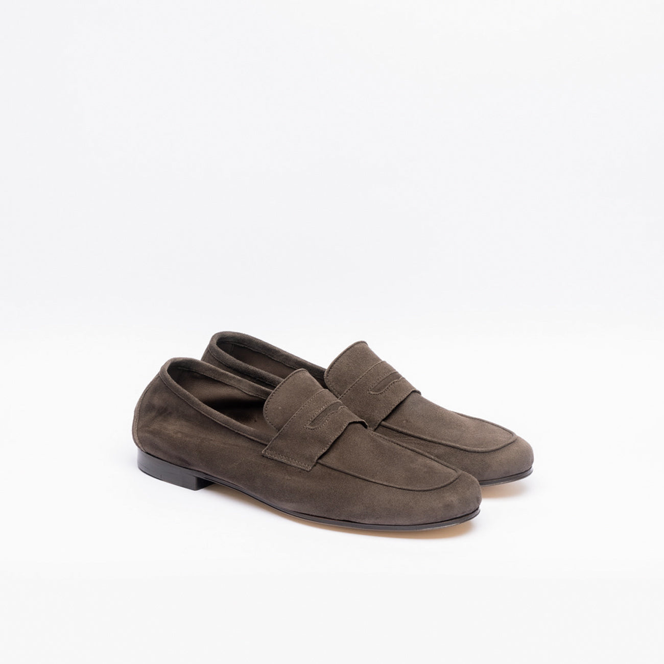 Moccasin penny loafer Borghini Pocket M in brown suede