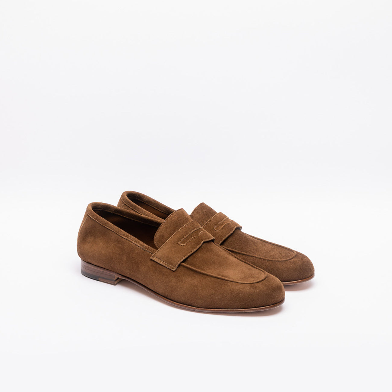 The unlined penny loafer Tasca BL in brown (Tobacco) suede