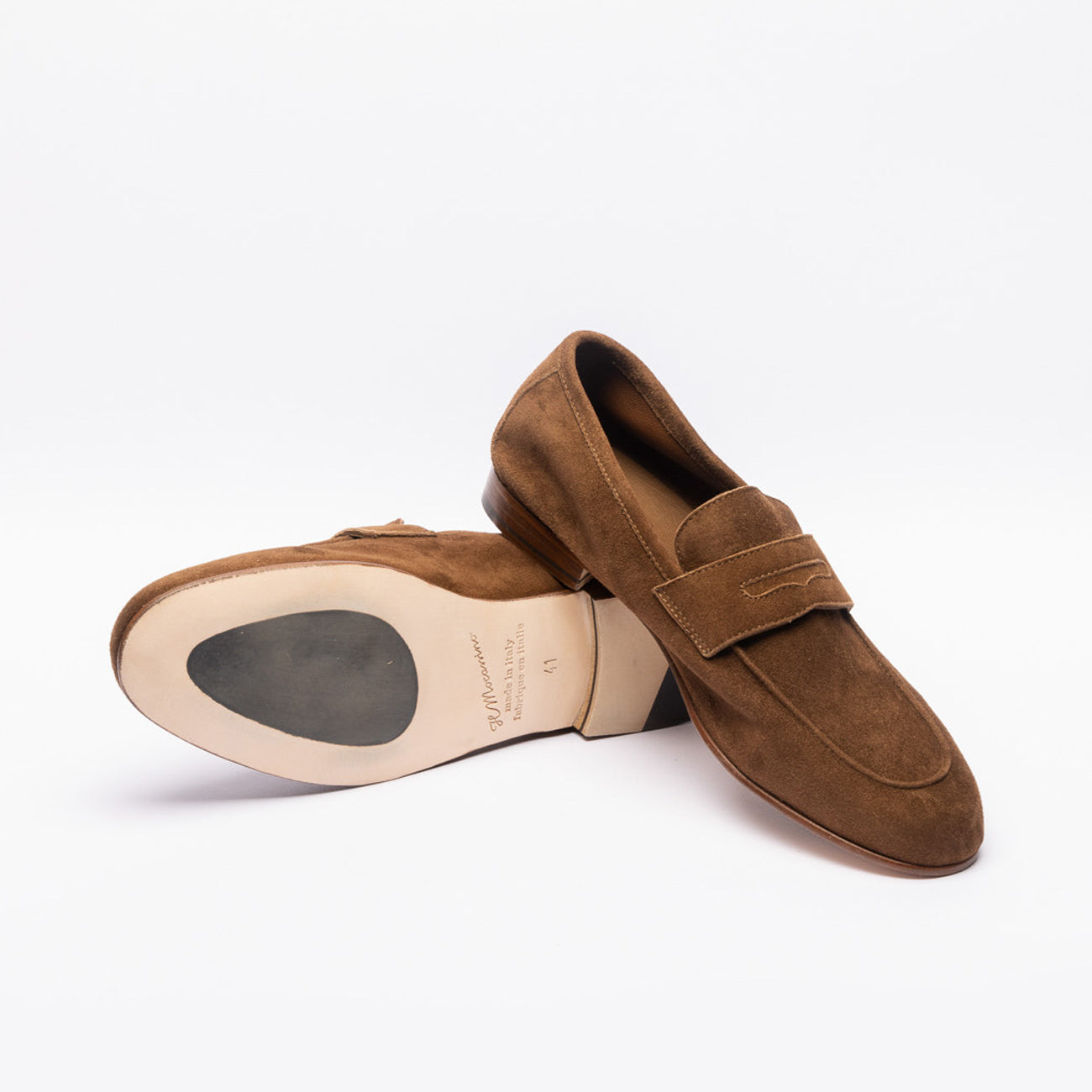 The unlined penny loafer Tasca BL in brown (Tobacco) suede