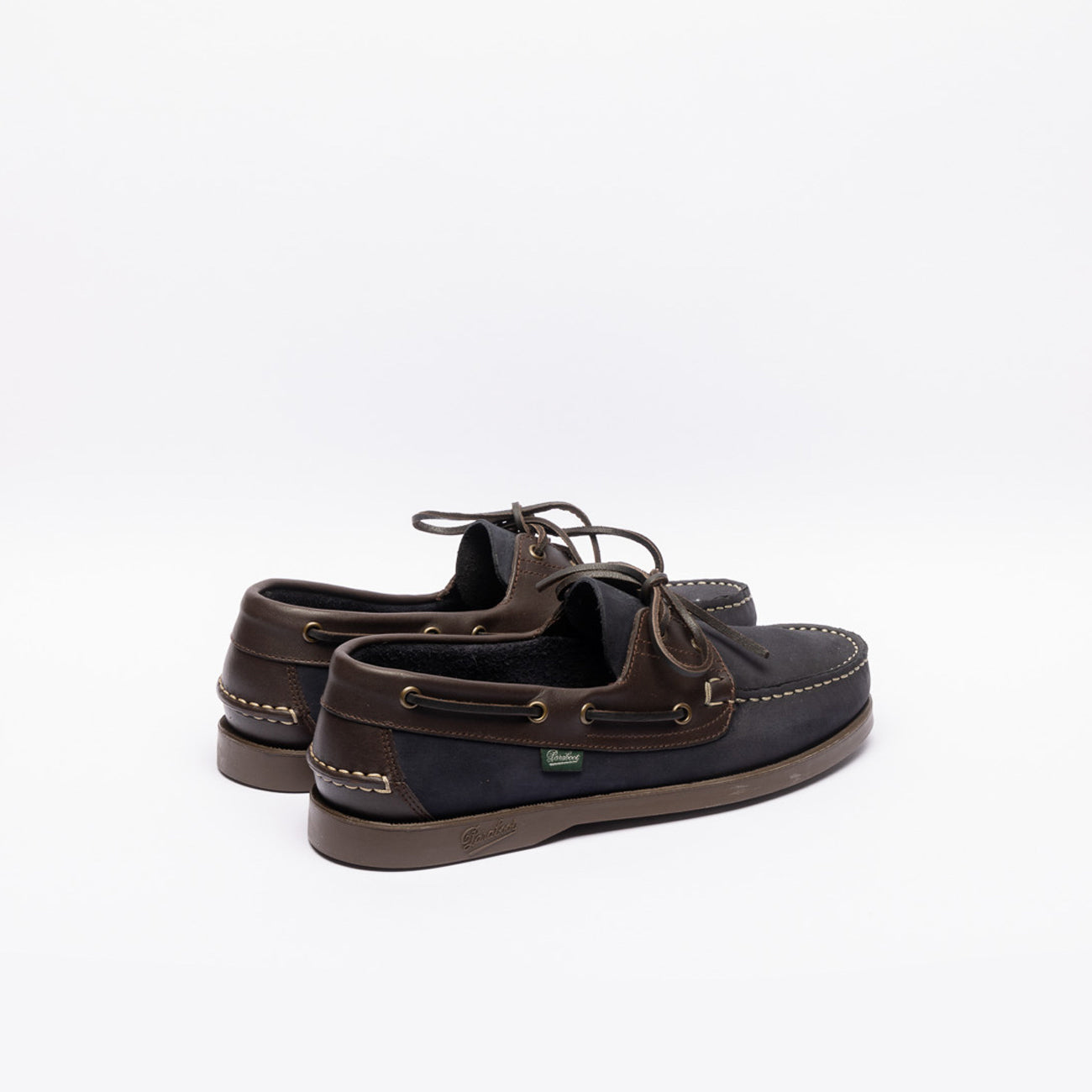 Paraboot Barth boat shoe in blue suede and brown leather