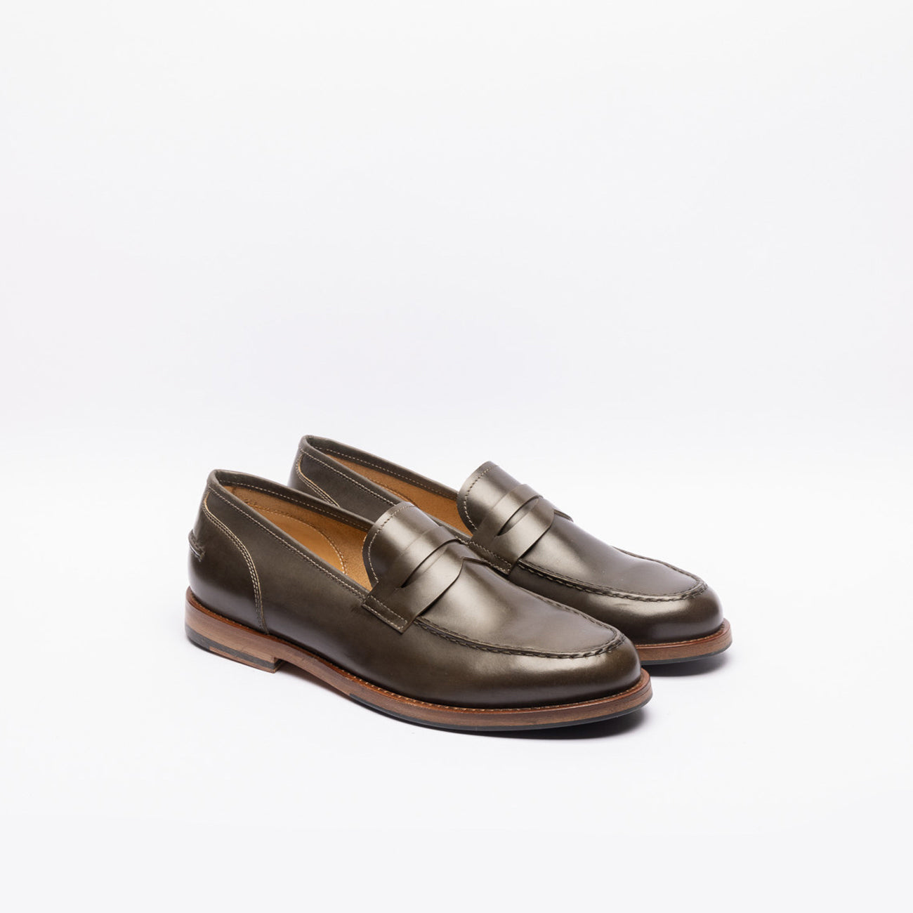 A. Fasciani Zen gray/brown leather penny loafer