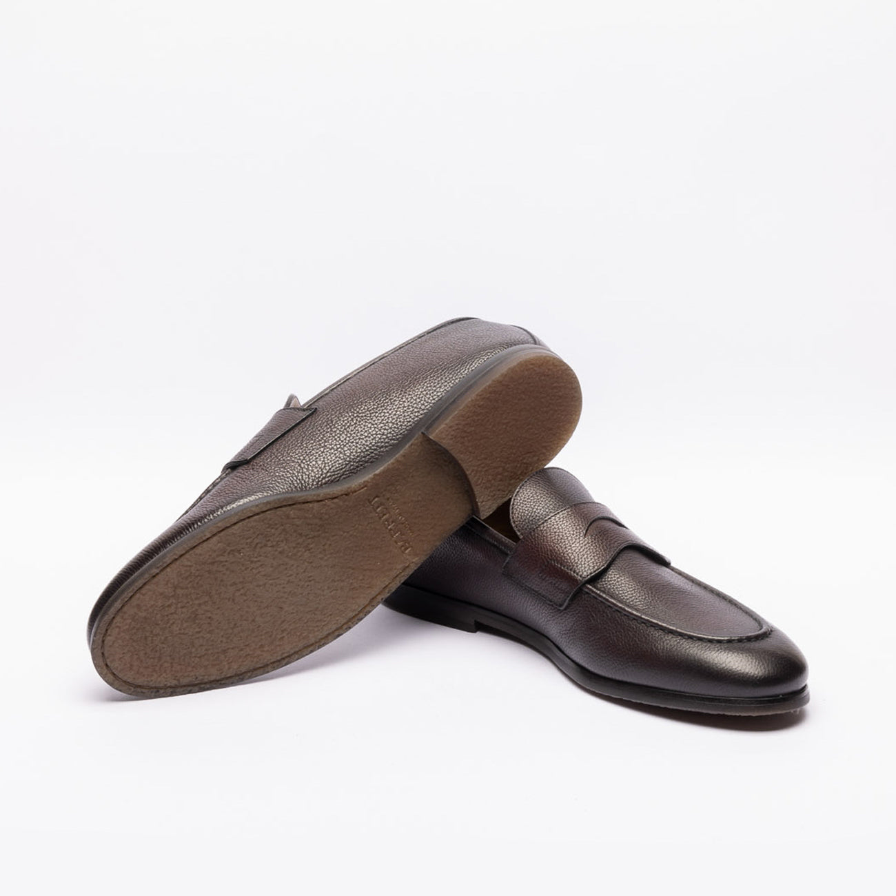 Barrett 221U021 penny loafers in brown hammered leather