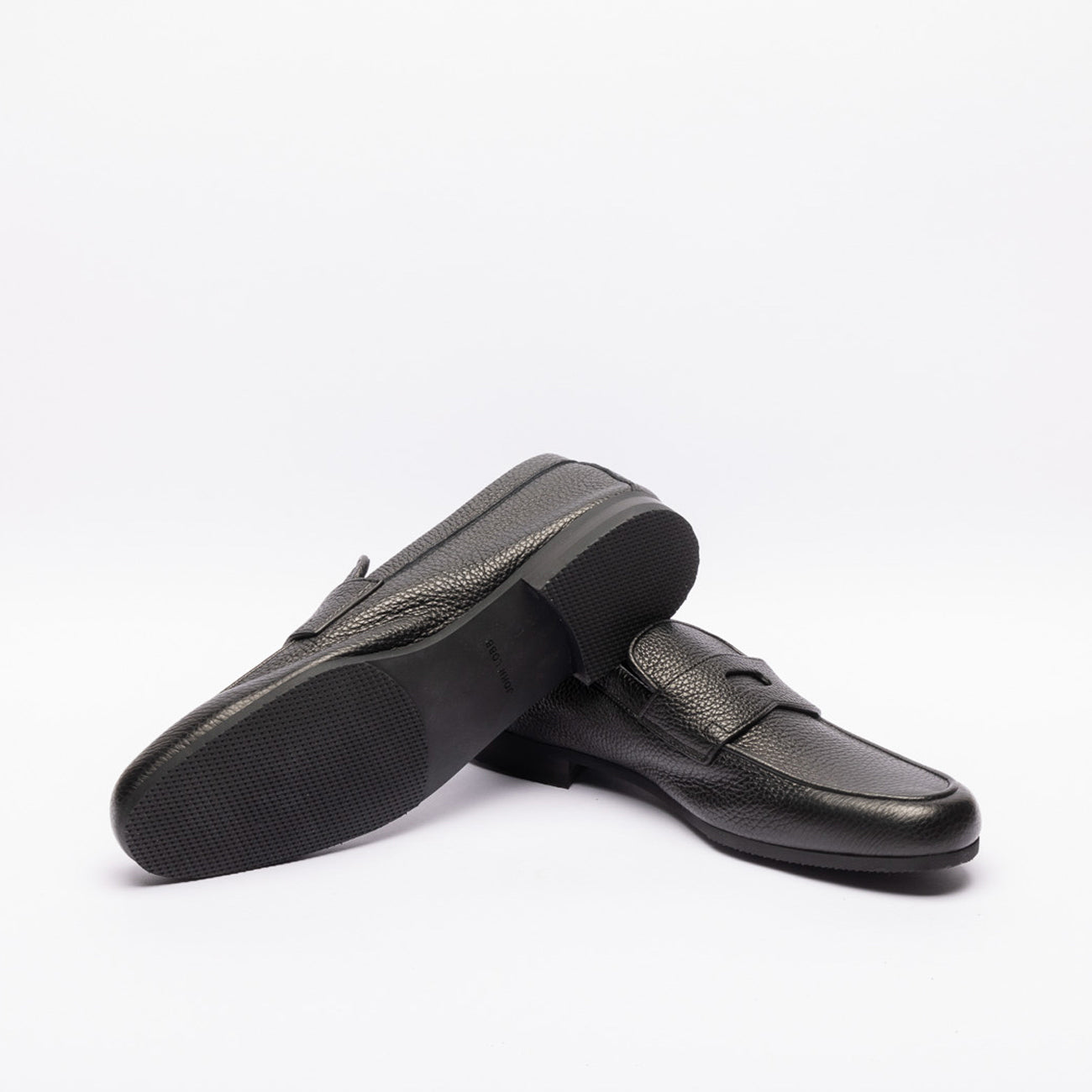 John Lobb Thorne unlined penny loafer in black hammered leather