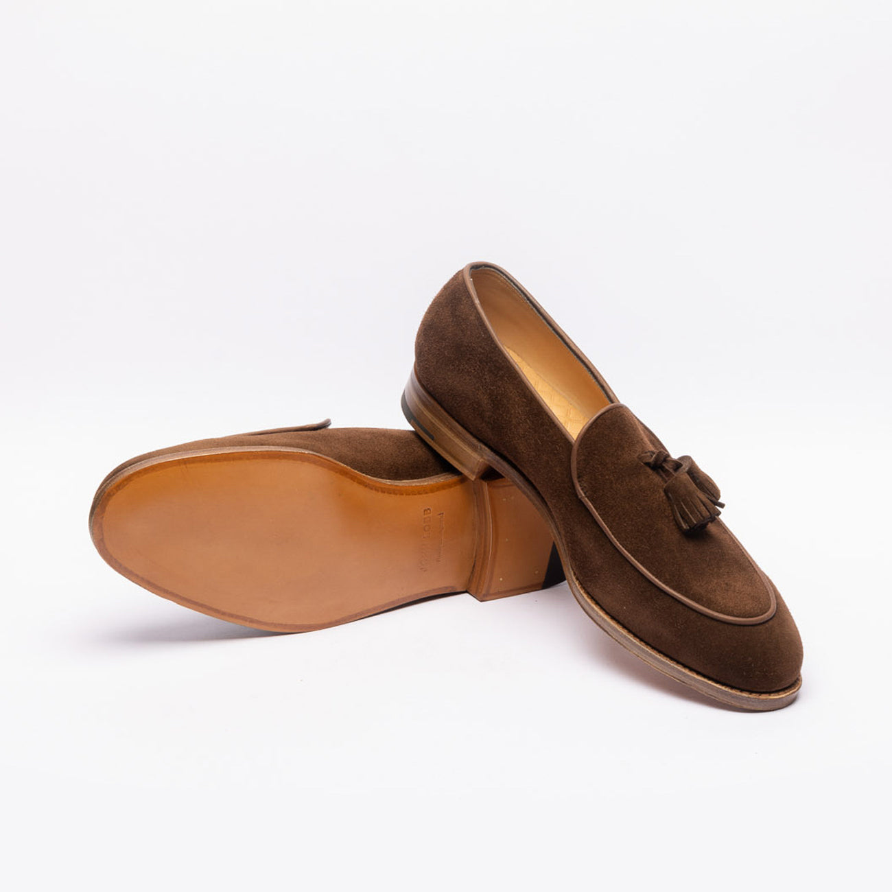 John Lobb Edmond tassel loafers in brown suede