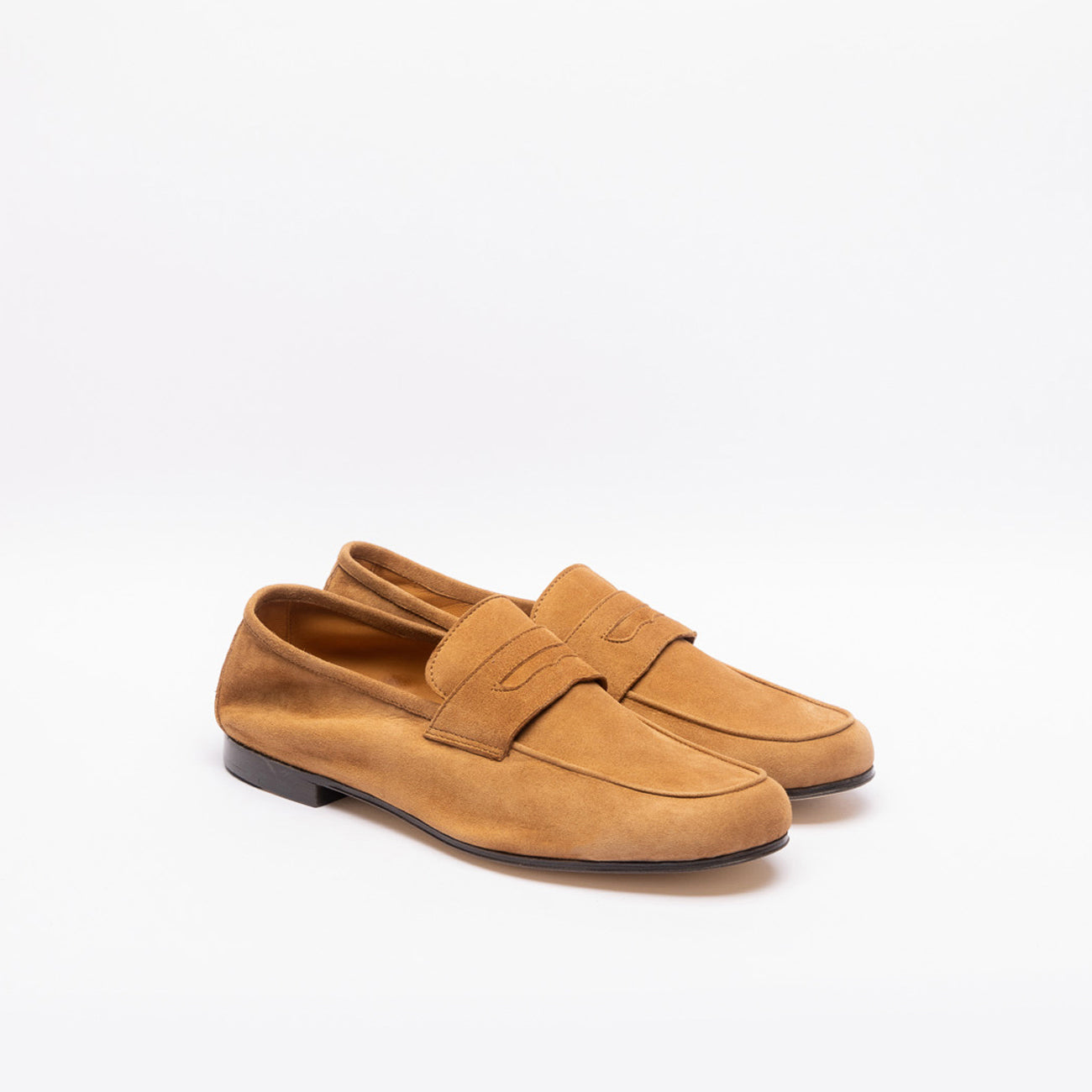 Borghini unlined cognac suede penny loafer