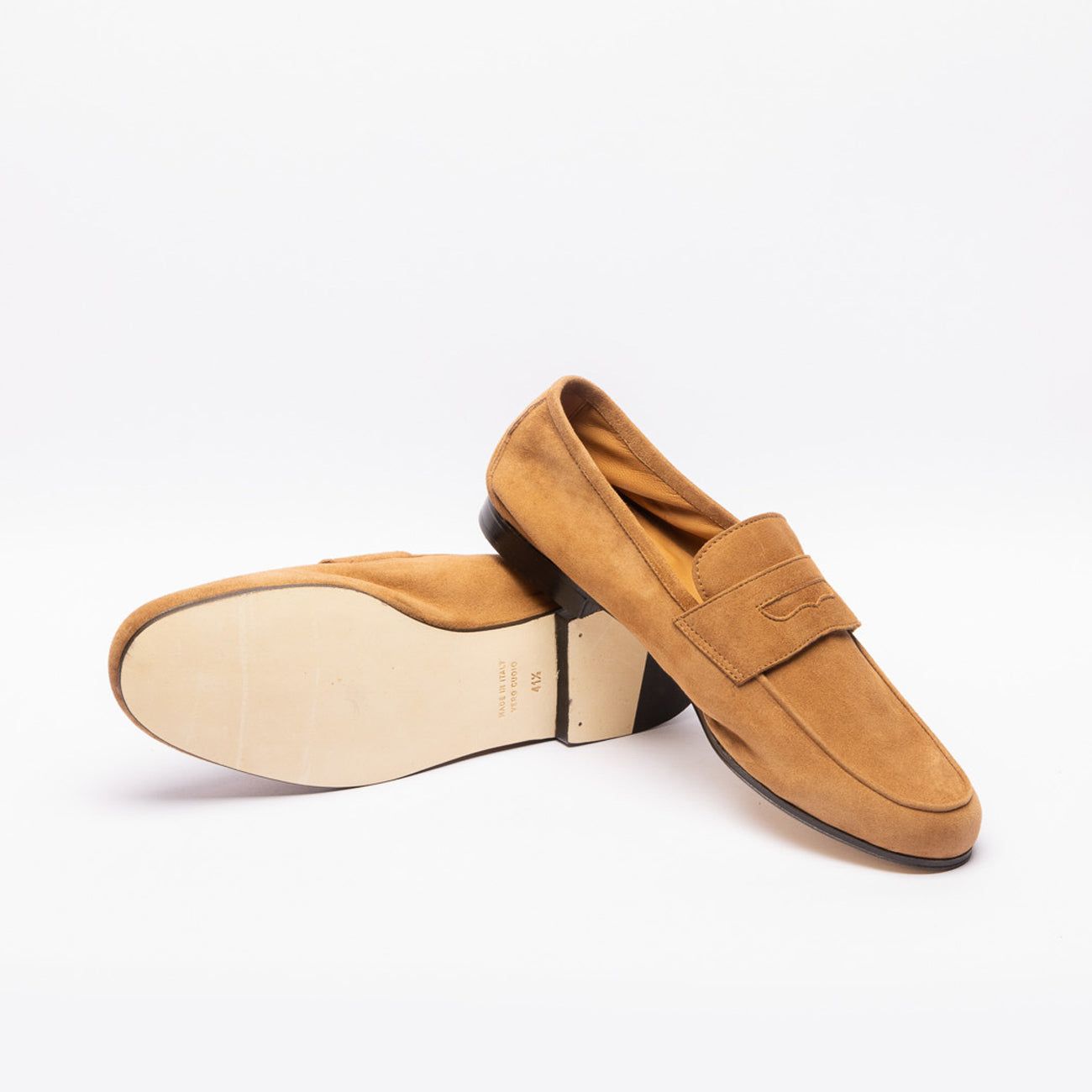 Borghini unlined cognac suede penny loafer