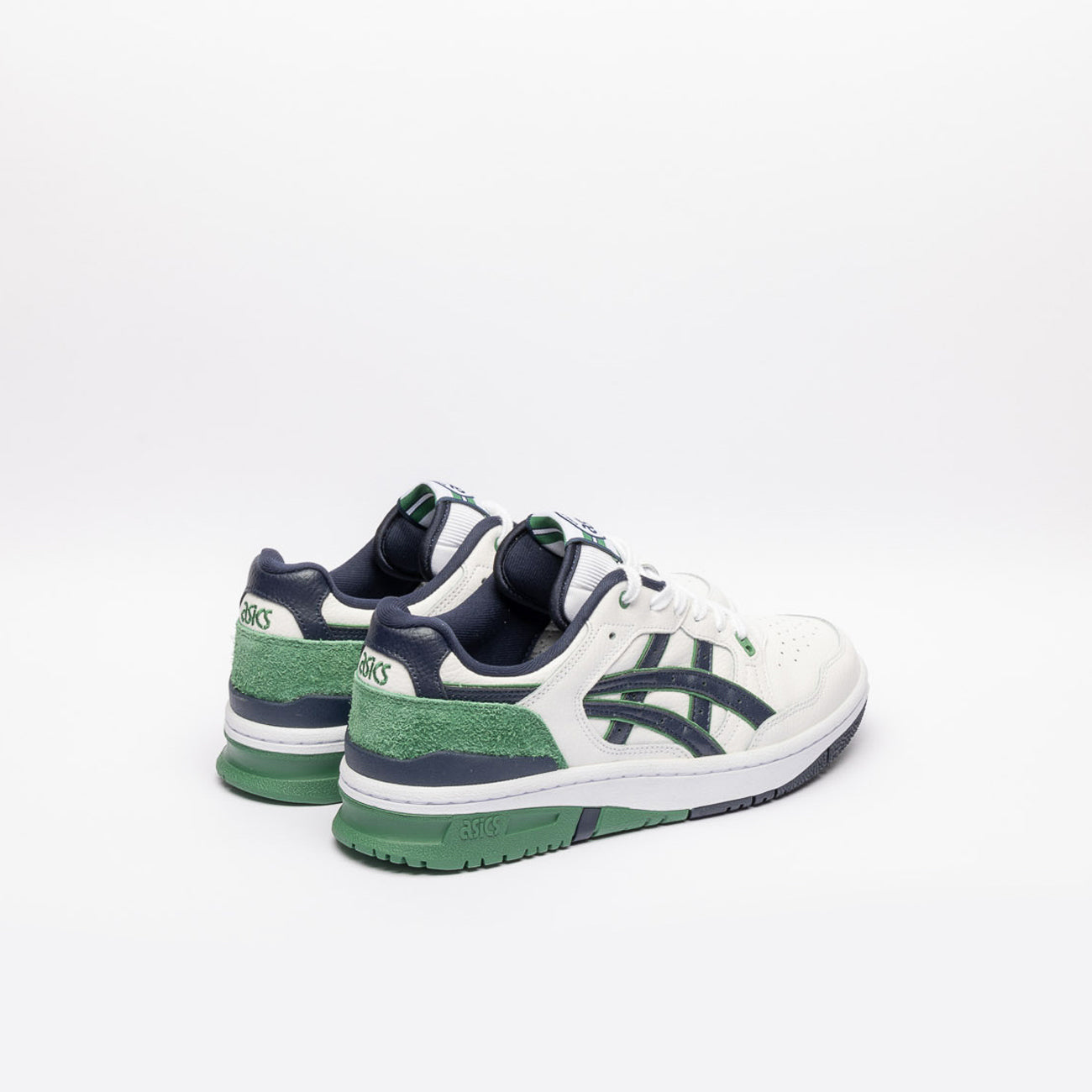 Sneaker basket low Asics EX89 in pelle bianca e camoscio verde