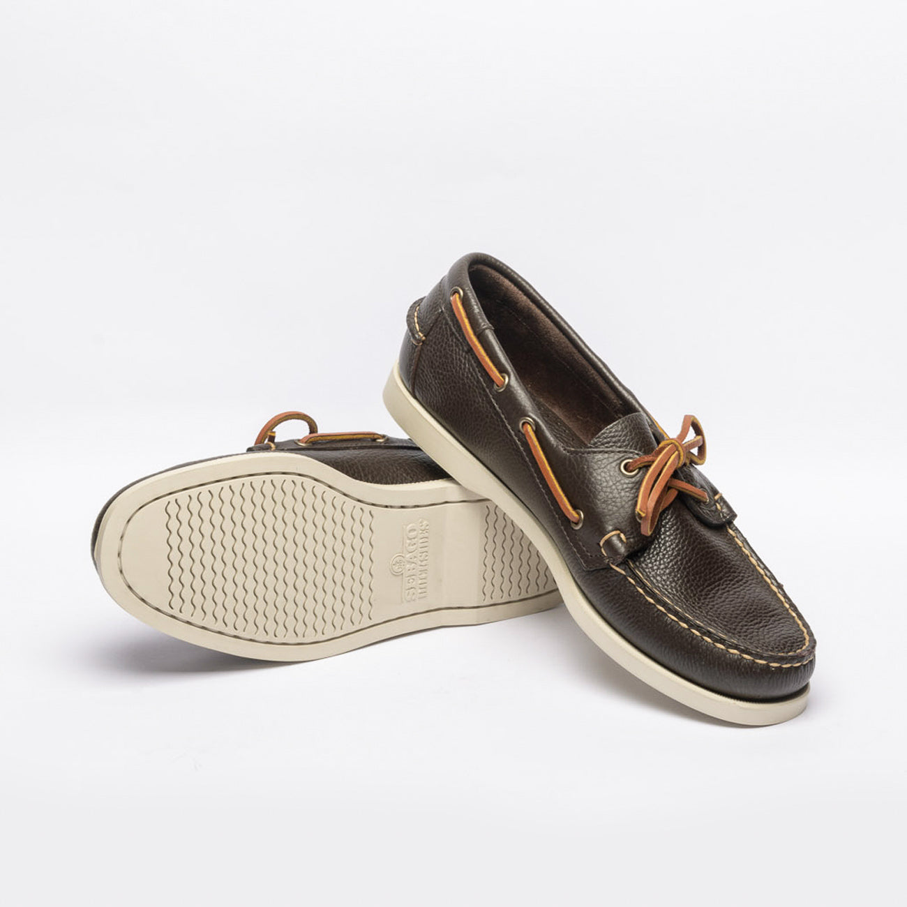 Sebago Portland Martellato brown leather boat shoe
